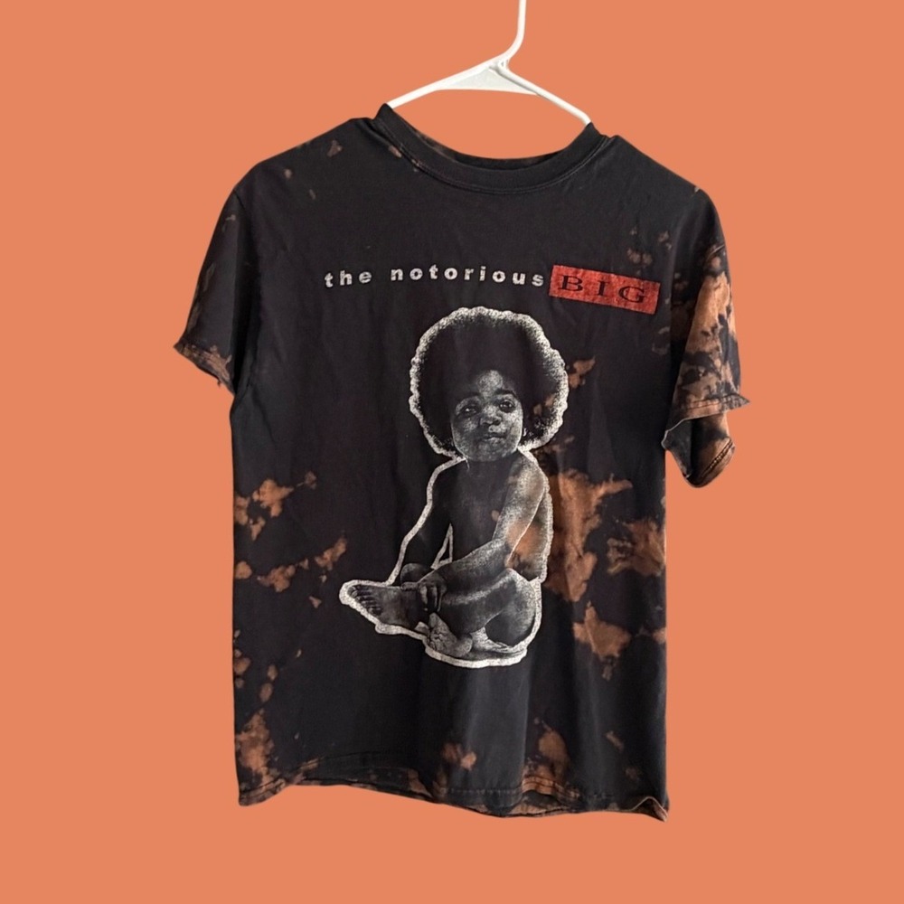 The Notorious BIG Ready to Die Bleach Wash Graphic Tee Black Mens Medium Slim